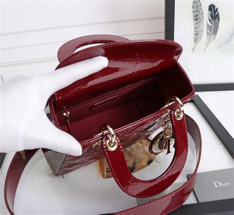 Dior cherry red patent calfskin